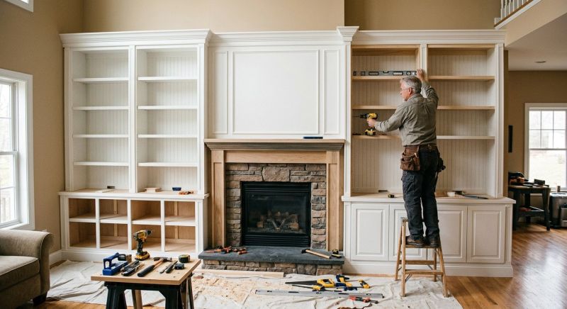 Built In Bookcase Installation in Durham, NC